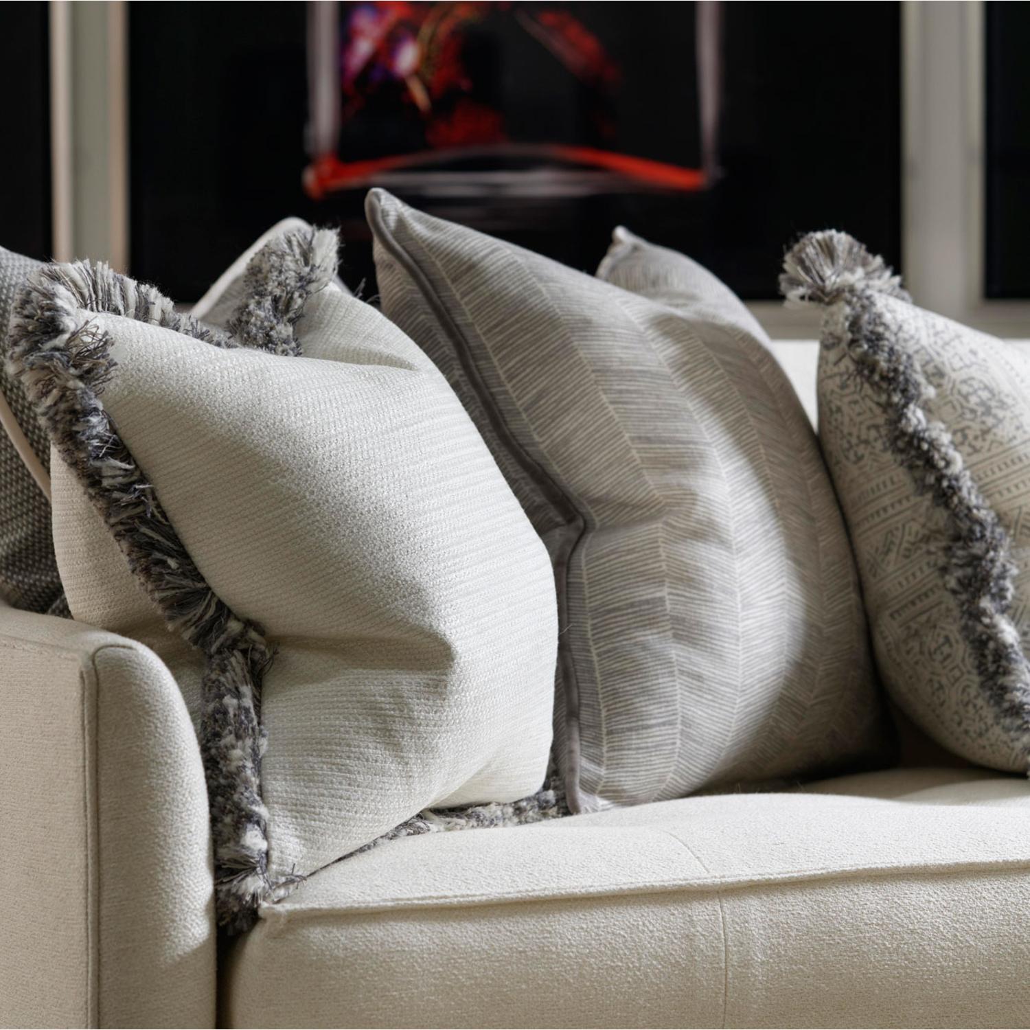 Molfetta Chalk Mattinata Sustainable Feather Cushion White - Andrew Martin Sophie Paterson With Trim Fringe Linen Blend