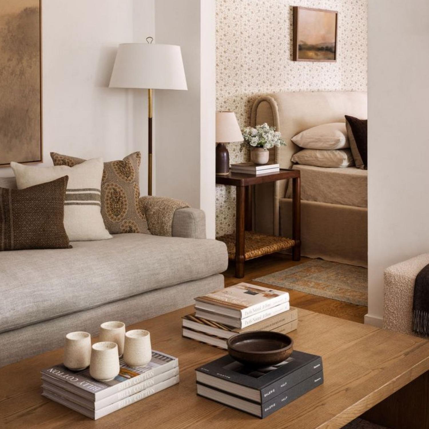 Griffin Floor Lamp Brass Leather Light - Andrew Martin