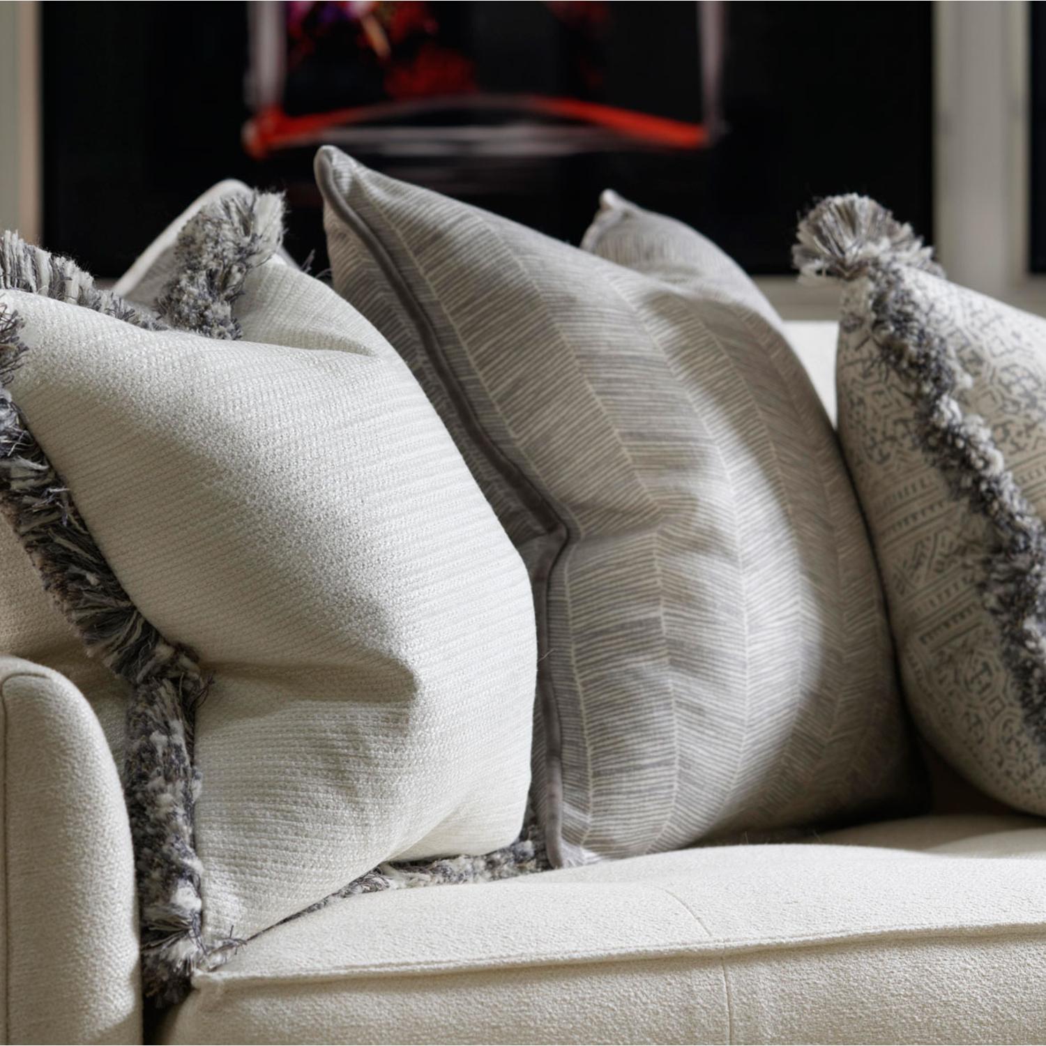 Fasano Storm Medici Sustainable Feather Cushion Grey - Andrew Martin Sophie Paterson Eco-conscious Linen Blend Herringbone
