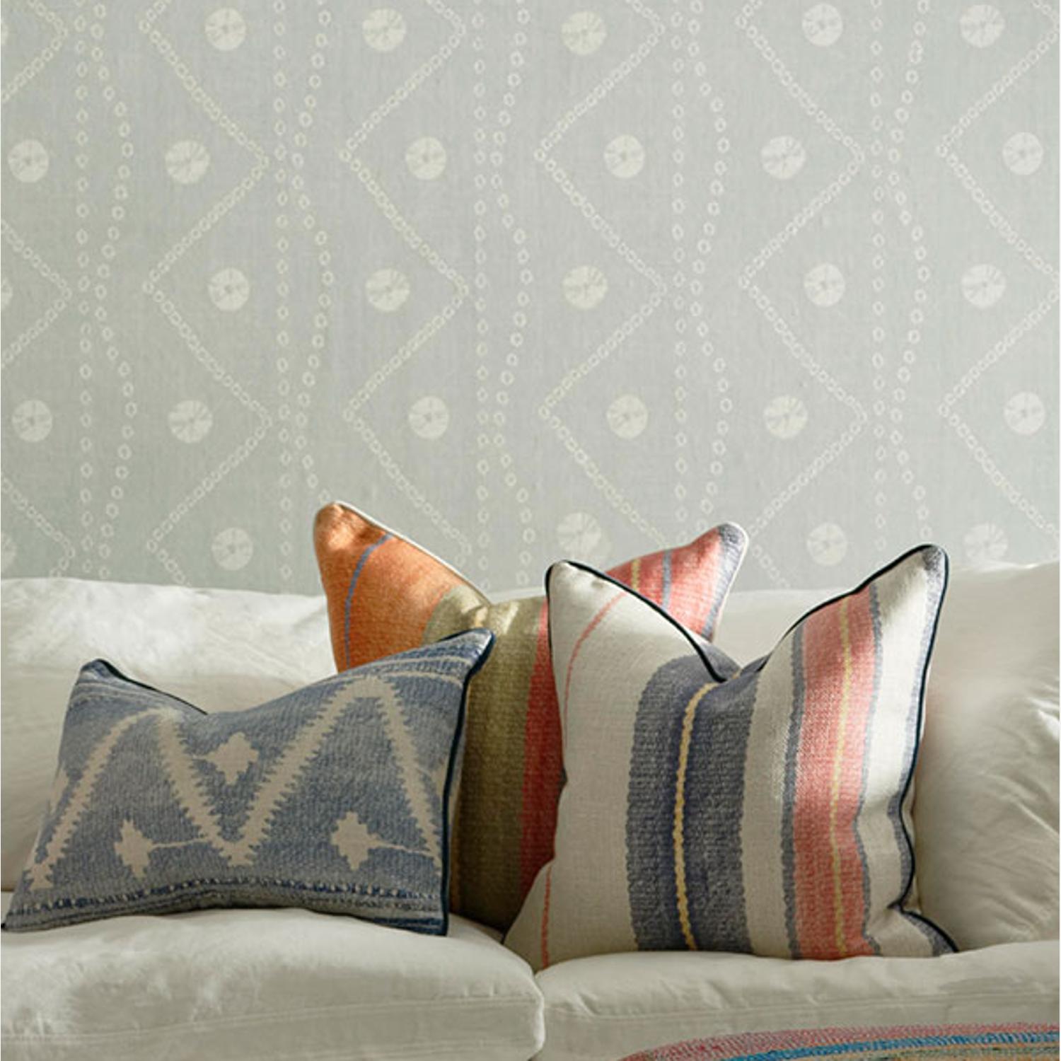 Elbrus Denim Sustainable Feather Cushion - Andrew Martin Linen Blend Stripe