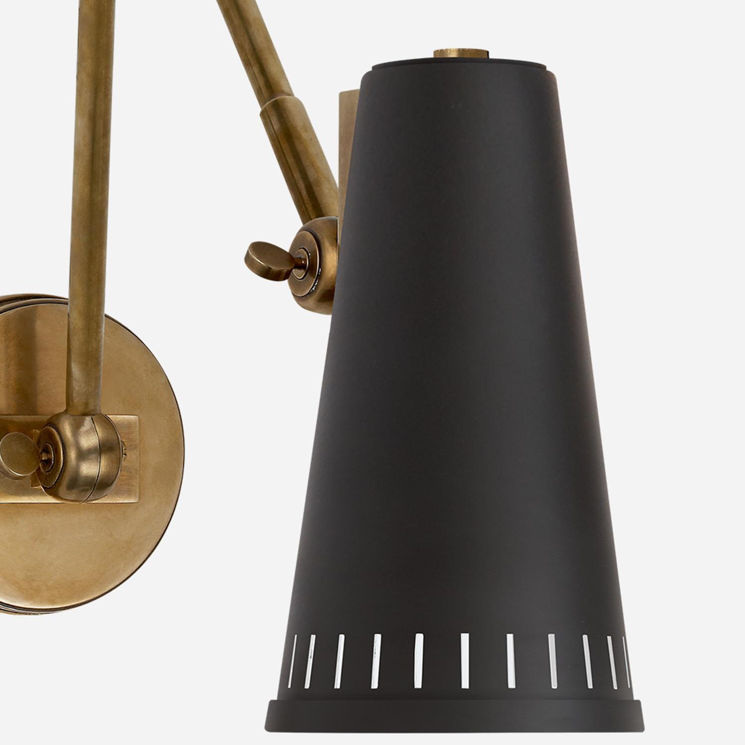 Antonio Wall Light Black Wall Light Antique Brass Black - Andrew Martin