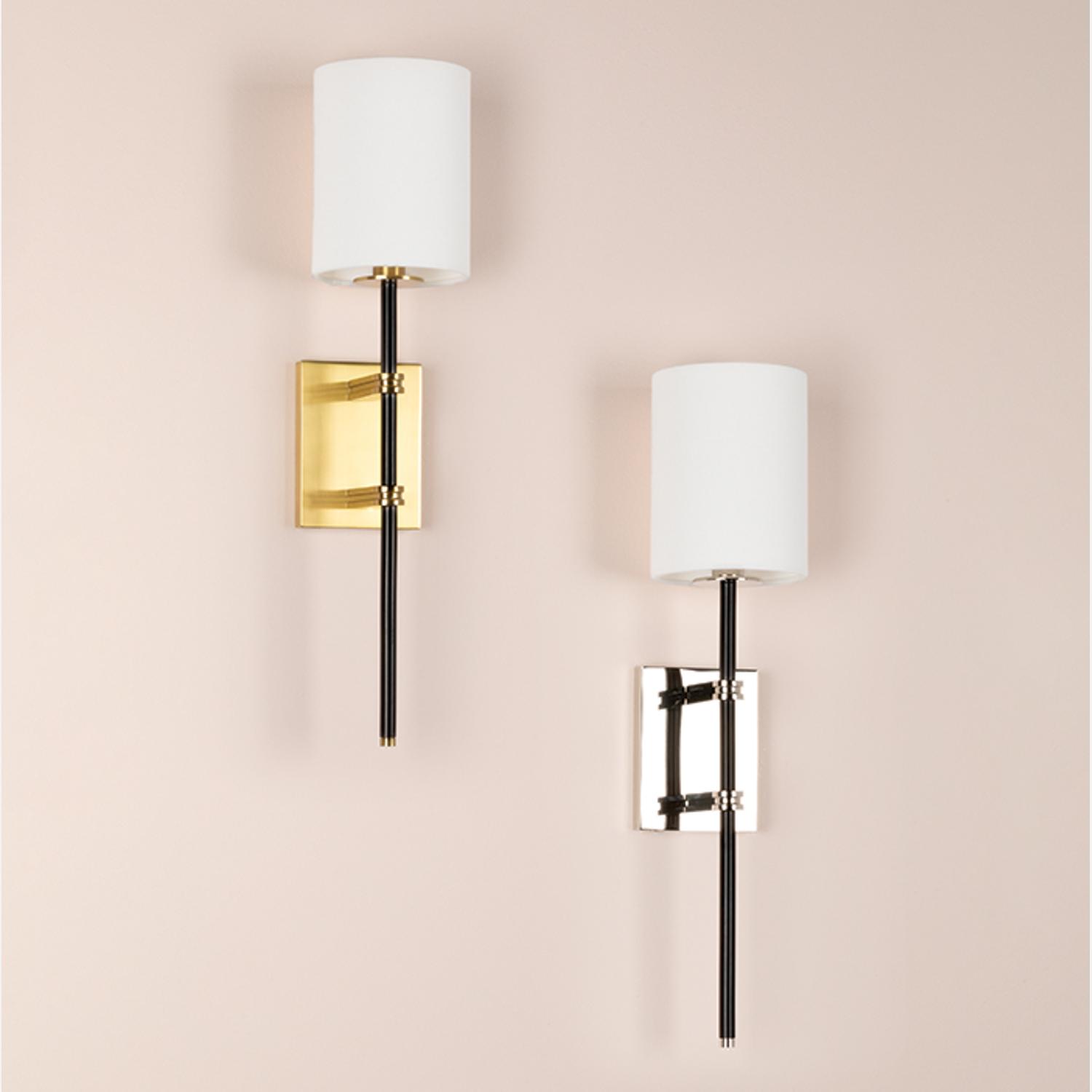 Denise Wall Light Nickel Wall Light Polished Nickel Black - Andrew Martin