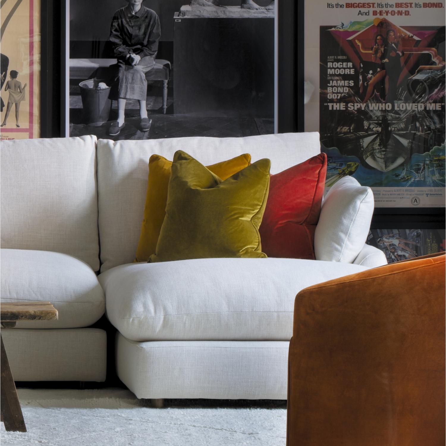 Medici Olive Sustainable Feather Cushion - Andrew Martin Eco-conscious Cotton Velvet Plain