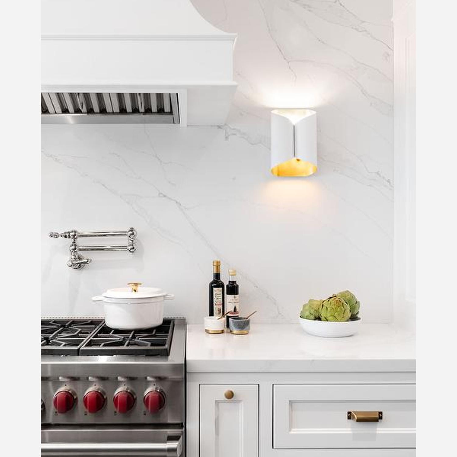 Selfoss Wide Wall Light White Wall Light Small Plaster White - Andrew Martin