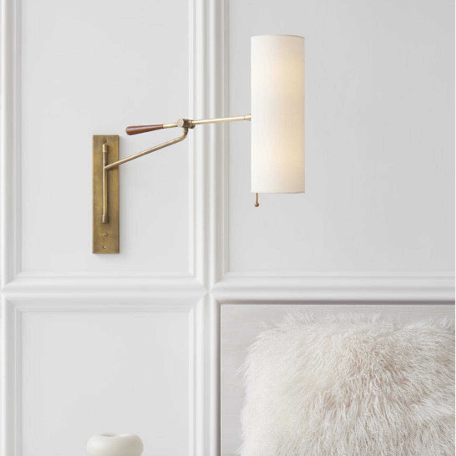 Frankfort Wall Light Brass Wall Light Antique Brass Mahogany - Andrew Martin