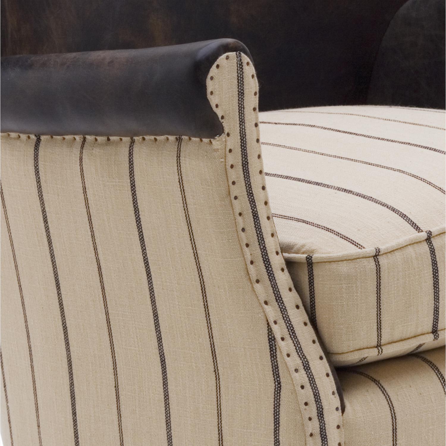 Harrow Chair Chair Ticking Stripe Brown Light Neutral Patterned - Andrew Martin Leather