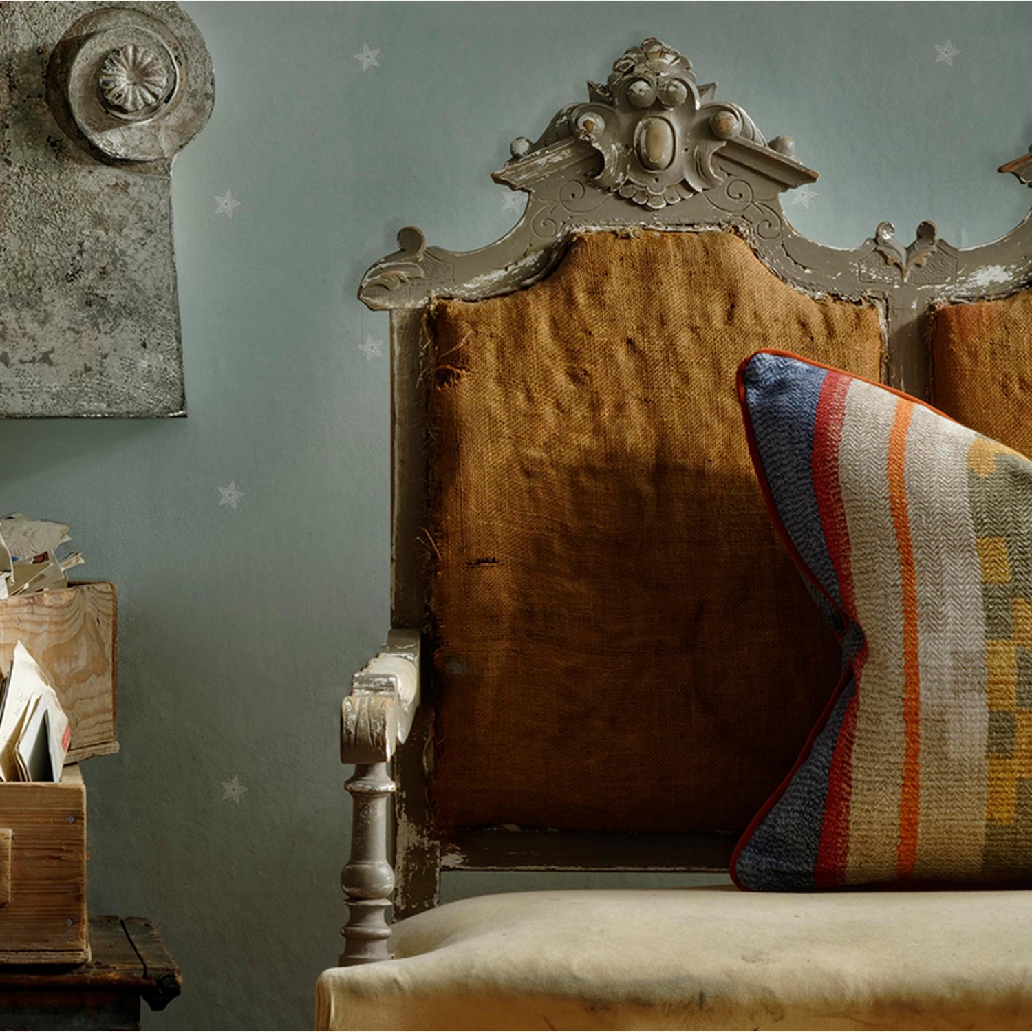 Indus Brick Sustainable Feather Cushion - Andrew Martin Linen Blend Ikat Stripe