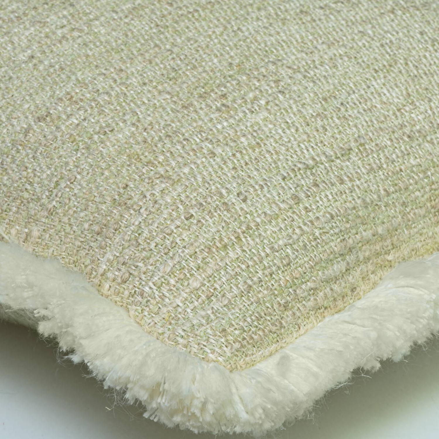 Wren Moss Sustainable Feather Cushion 55cm X 55cm - Andrew Martin Sophie Paterson With Trim Fringe Cotton Blend Linen Blend Viscose Blend W