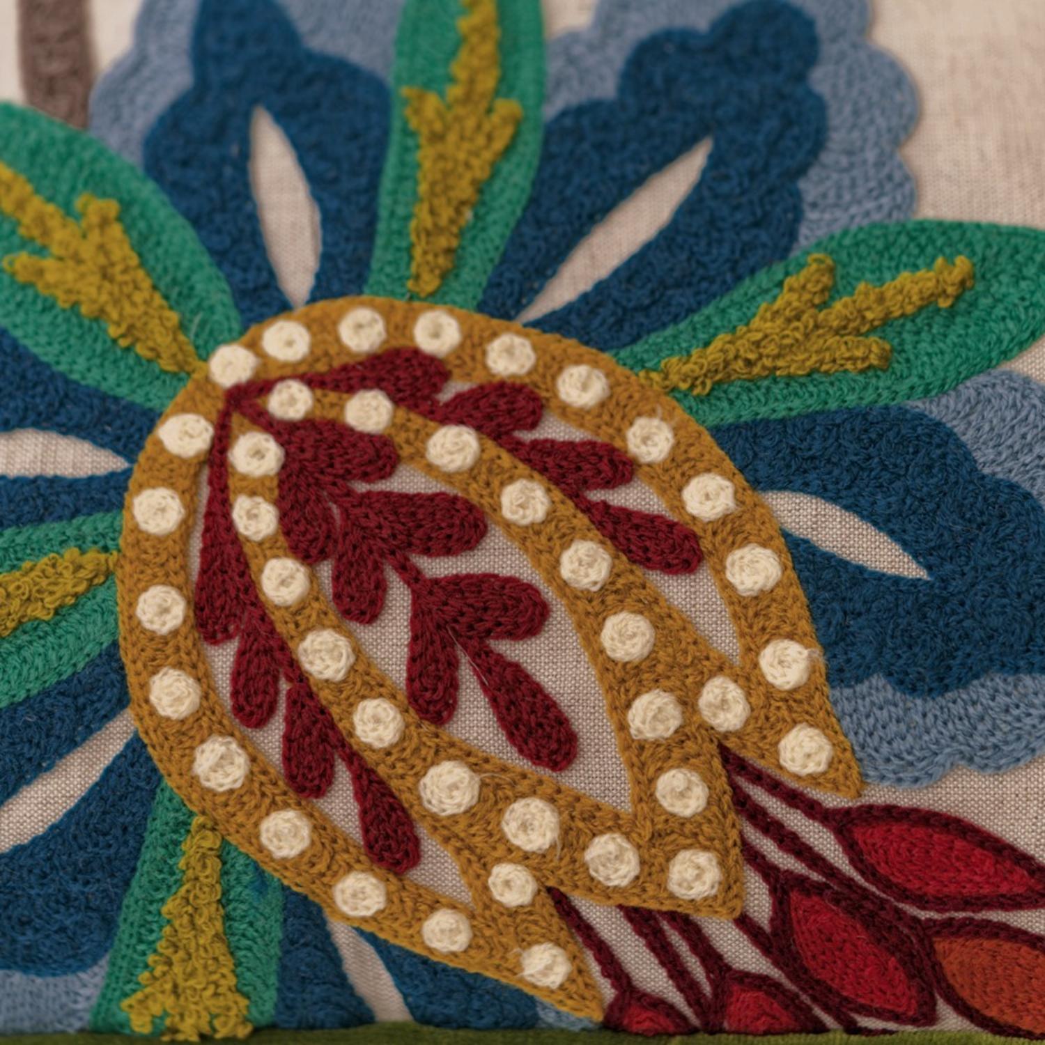 Pomegranate Multi Sustainable Feather Cushion - Andrew Martin Cotton Blend Linen Blend Embroidered Floral