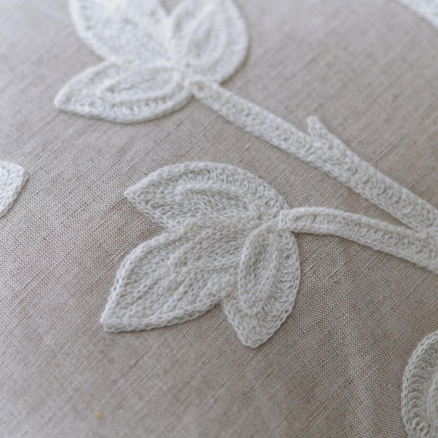 Pomegranate Ivory Sustainable Feather Cushion - Andrew Martin Cotton Blend Linen Blend Embroidered Floral