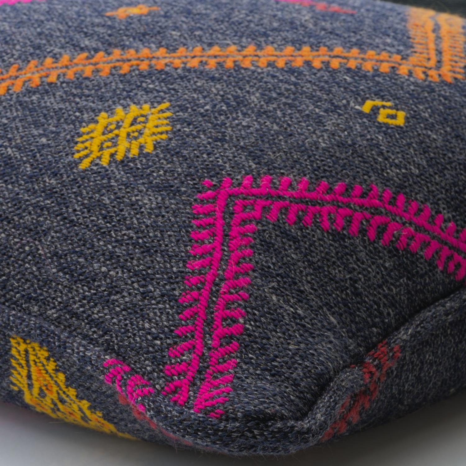 Diego Indigo Sustainable Feather Cushion - Andrew Martin Linen Geometric Weave