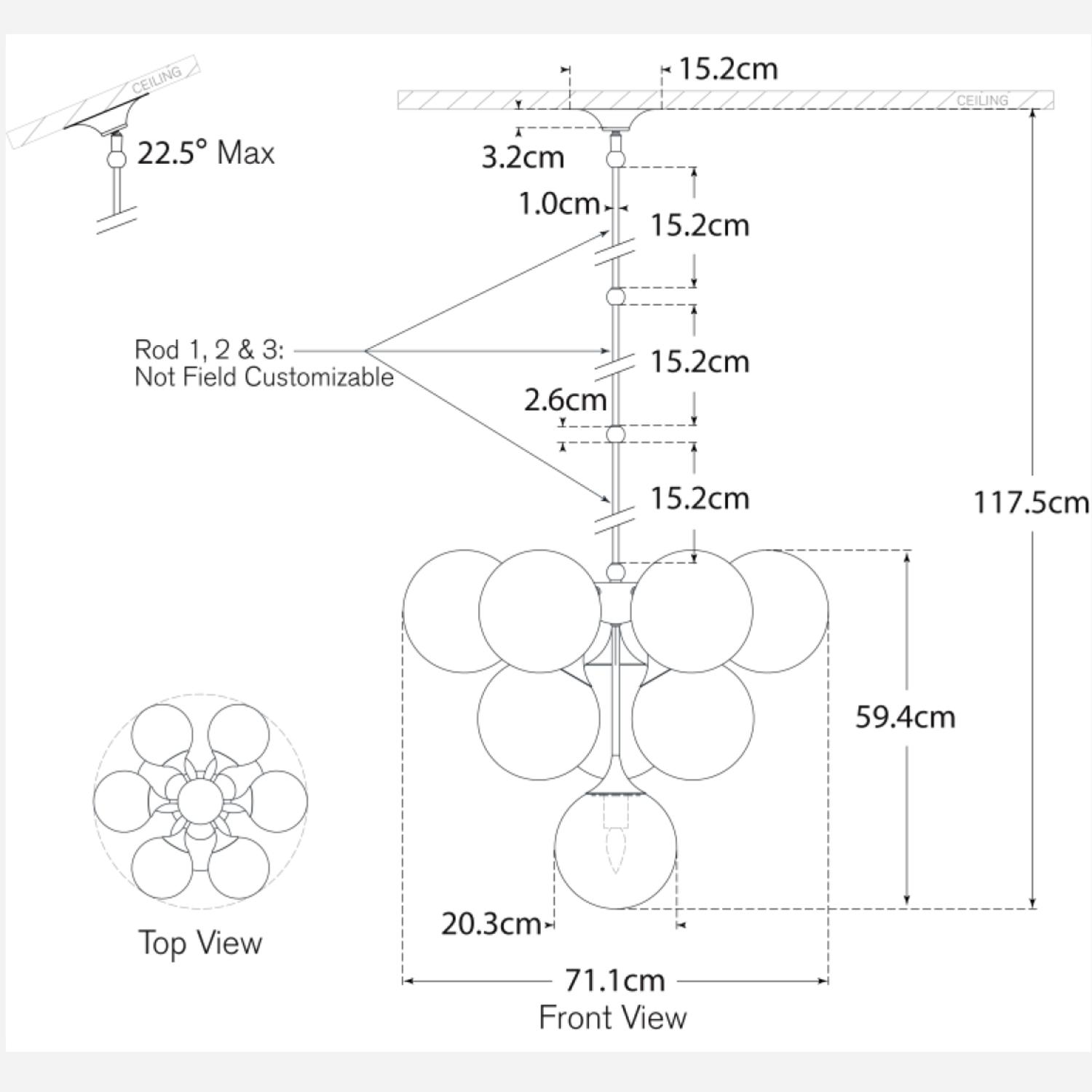 Cristol Chandelier Nickel Medium Polished Nickel - Andrew Martin