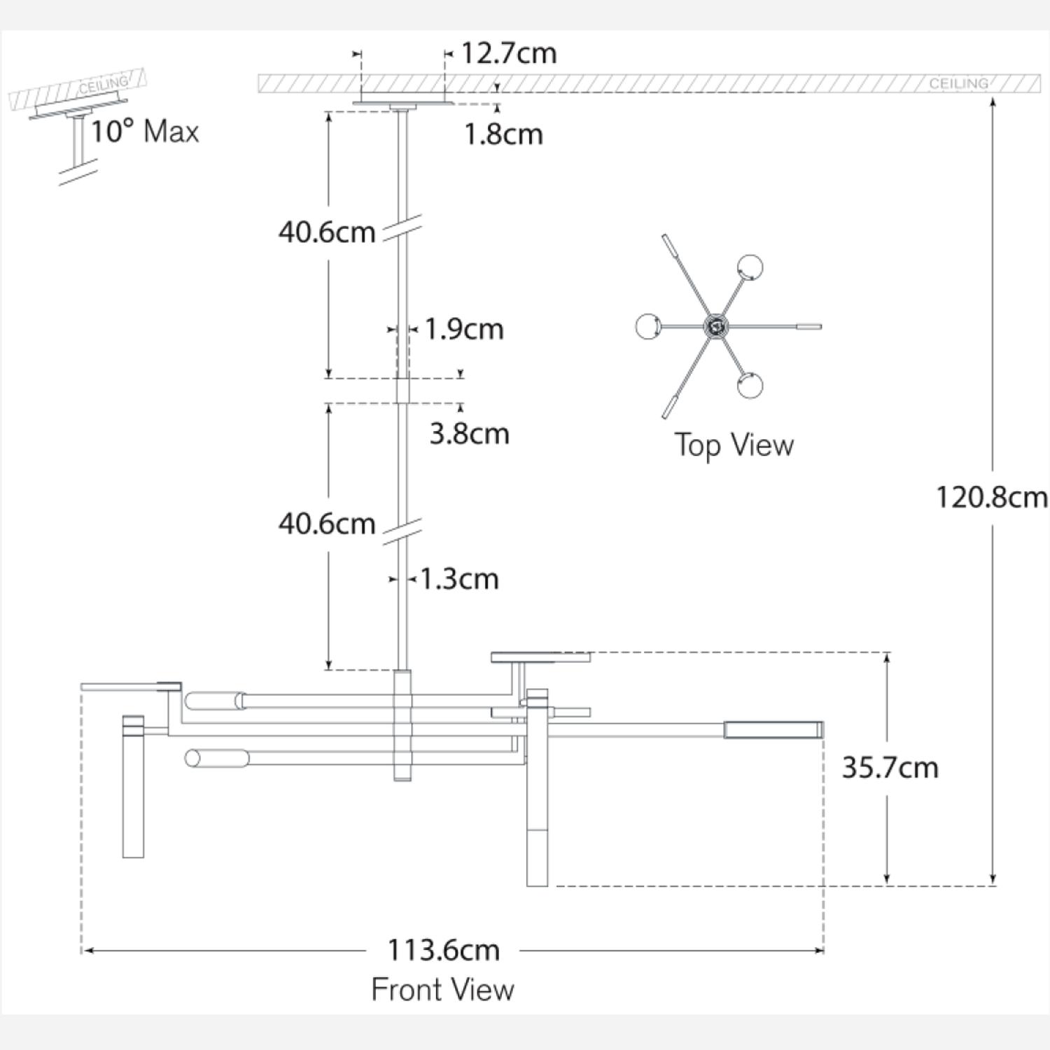 Melange Chandelier Nickel Polished Nickel - Andrew Martin