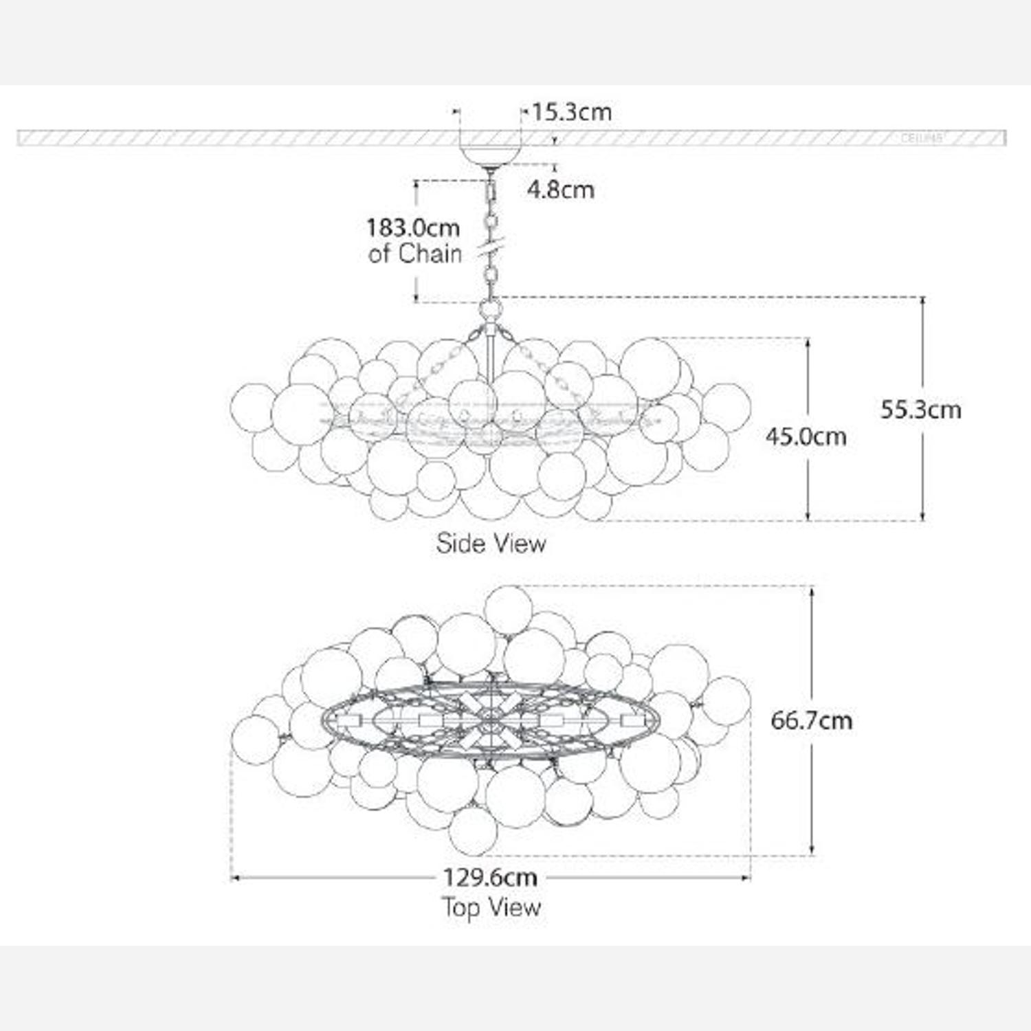 Talia Linear Chandelier Silver Chandelier Medium Burnished Silver Leaf - Andrew Martin