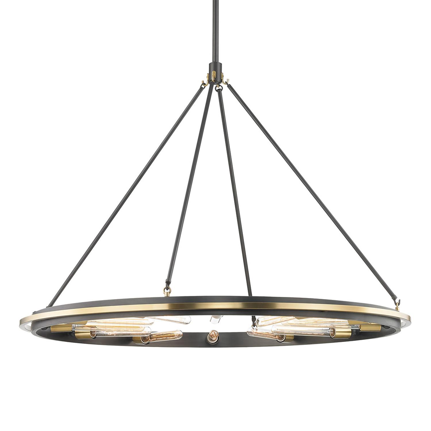 Chambers Pendant Bronze Chandelier Large Black Brass - Andrew Martin