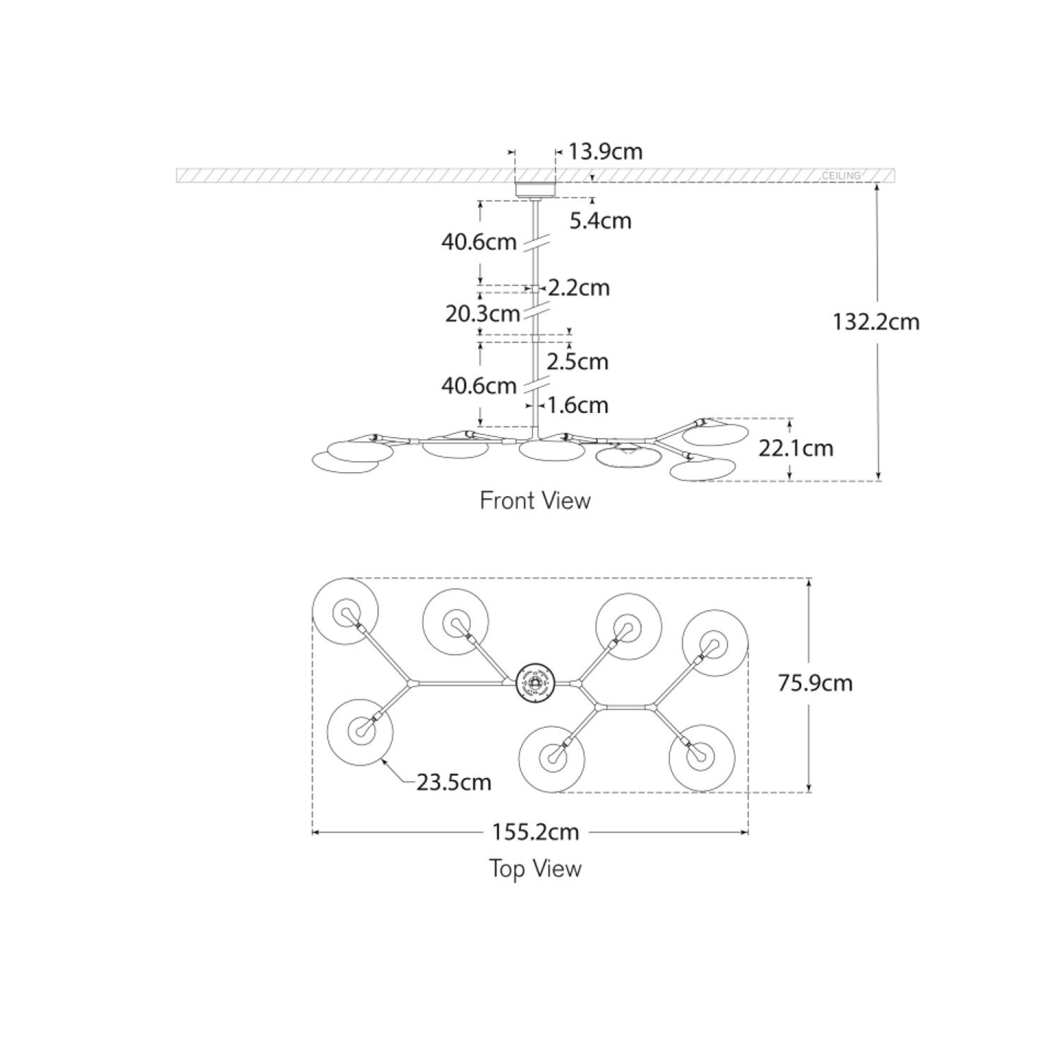 Brindille Linear Chandelier Light Polished Nickel - Andrew Martin
