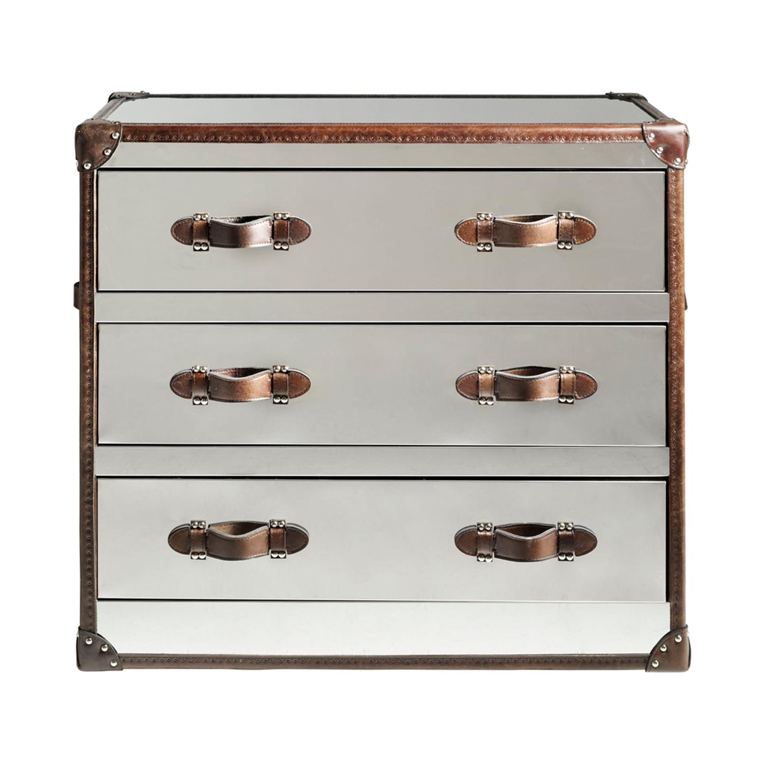 Howard Chest Of Drawers Steel Leather Chest Of Drawers - Andrew Martin