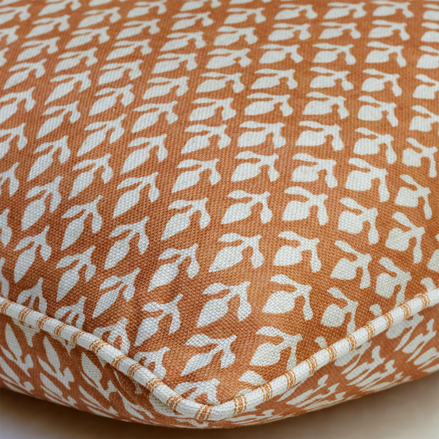 Bud Orange Sustainable Feather Cushion - Andrew Martin Eco-conscious Linen Blend Viscose Blend Floral Small Prints
