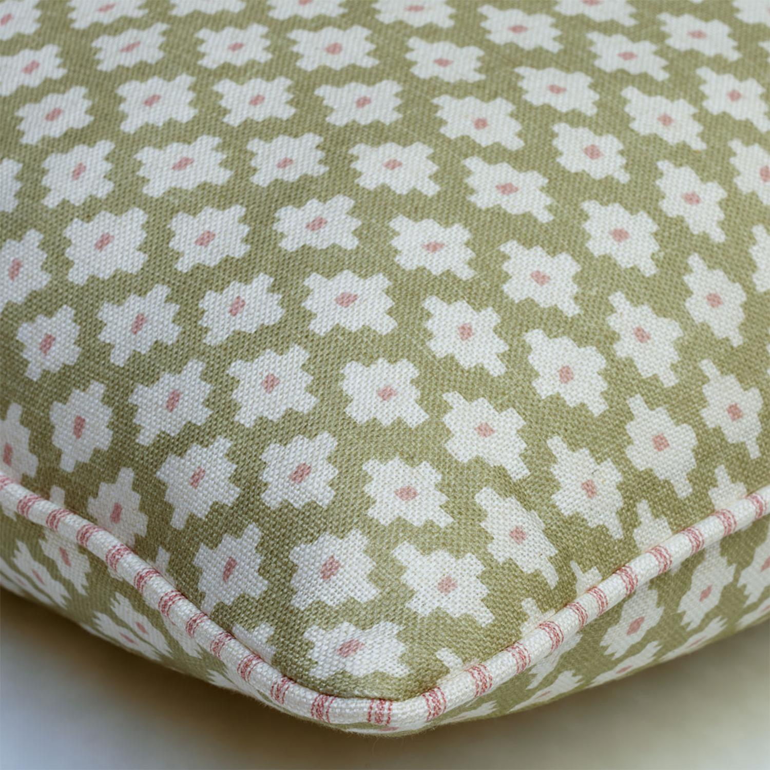 Maze Fennel Sustainable Feather Cushion - Andrew Martin Eco-conscious Linen Blend Viscose Blend Geometric Small Prints