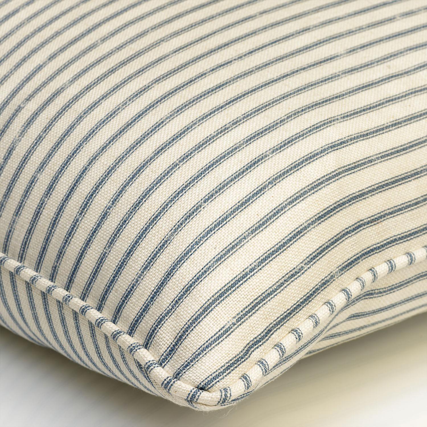 Picket Denim Sustainable Feather Cushion - Andrew Martin Eco-conscious Linen Blend Viscose Blend Small Prints Stripe