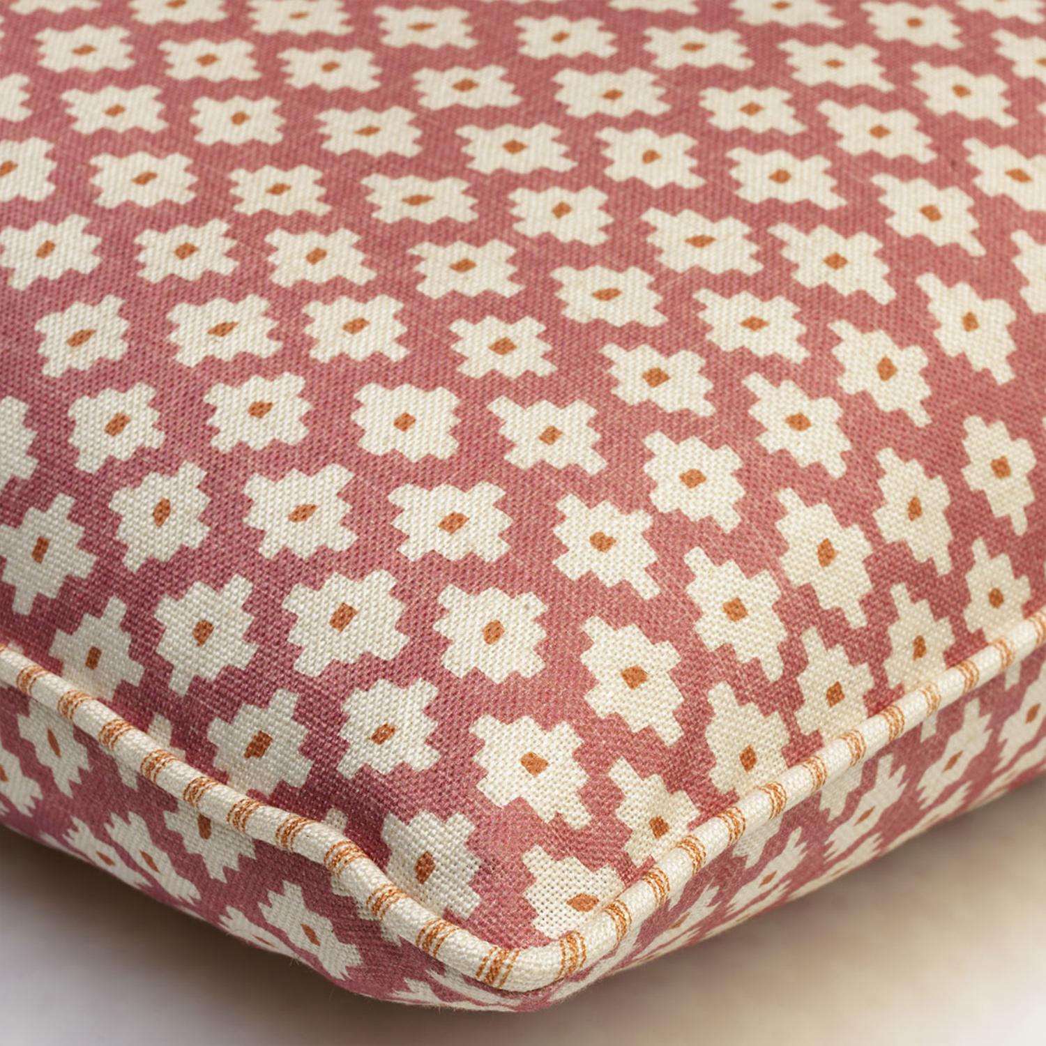 Maze Pink Sustainable Feather Cushion - Andrew Martin Eco-conscious Linen Blend Viscose Blend Geometric Small Prints