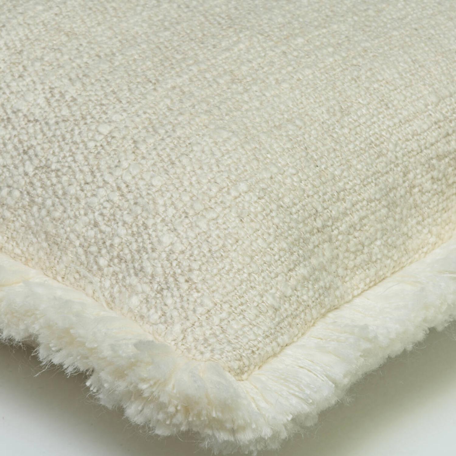 Wren Chalk Sustainable Feather Cushion 55cm X 55cm - Andrew Martin Sophie Paterson With Trim Fringe Linen Blend Viscose Blend Wool Blend Plai