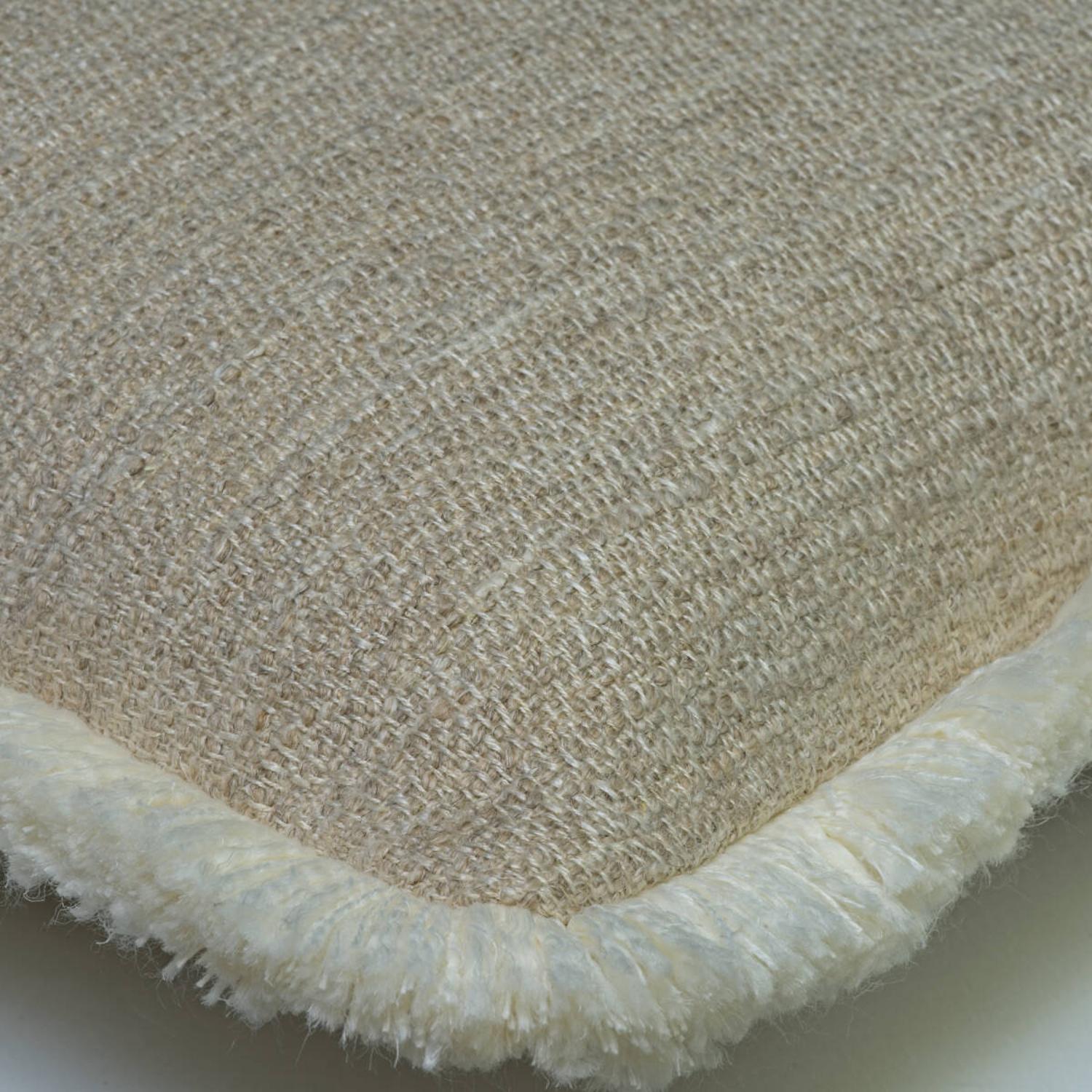 Wren Stone Sustainable Feather Cushion 55cm X 55cm - Andrew Martin Sophie Paterson With Trim Fringe Linen Blend Viscose Blend Wool Blend Plai