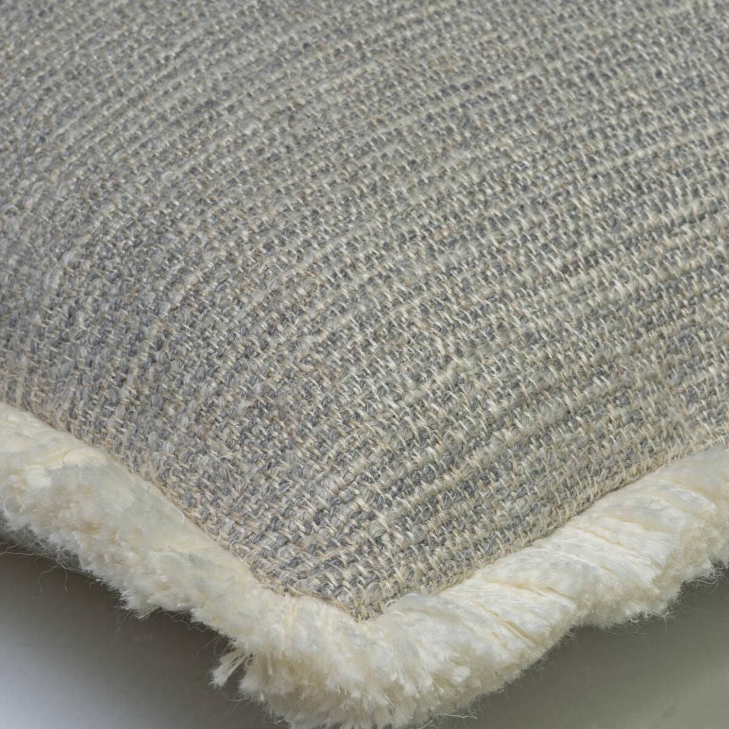Wren Storm Sustainable Feather Cushion 55cm X 55cm - Andrew Martin Sophie Paterson With Trim Fringe Cotton Blend Linen Blend Viscose Blend