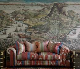 ConstantinopleWallpaper_NicklebySofaIndusBrick_ScatterCushionsIndusBrickOxusMultiandElbrusMulti