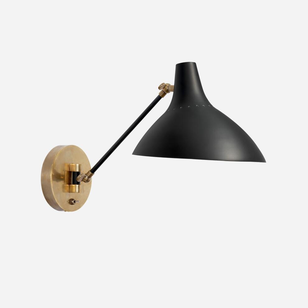 Charlton Wall Light in Black and HandRubbed Antique Brass Andrew Martin