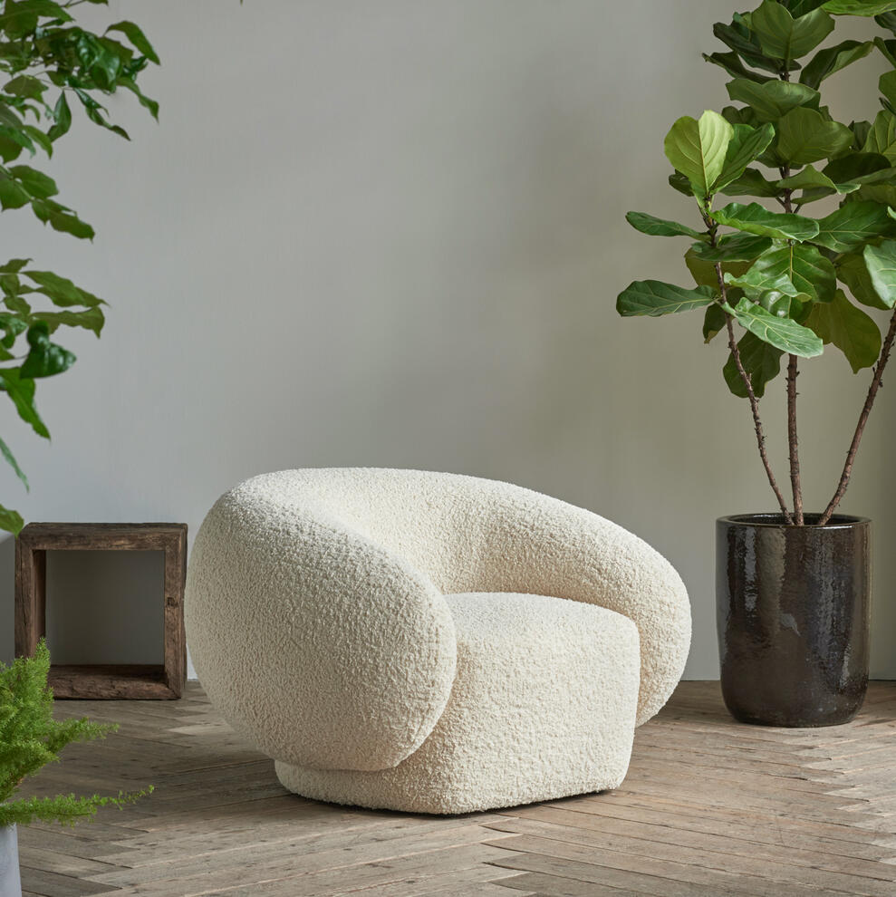 Karma Chair Ivory Boucle Armchair Andrew Martin